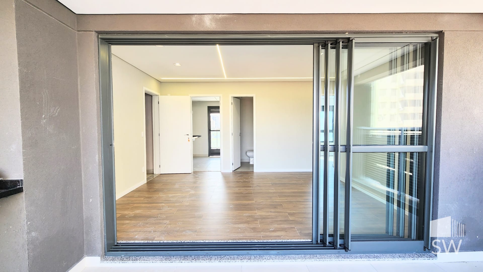 Terraço com vista para a sala integrada