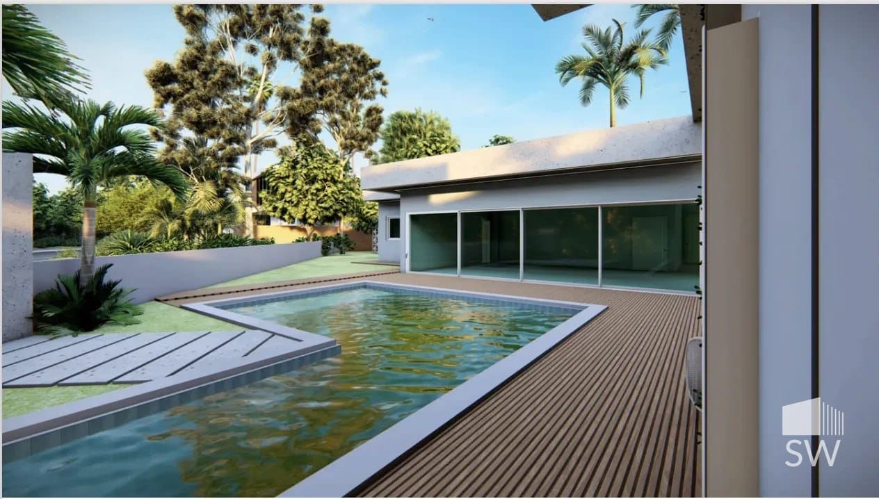 Projeto: piscina e área externa (render)