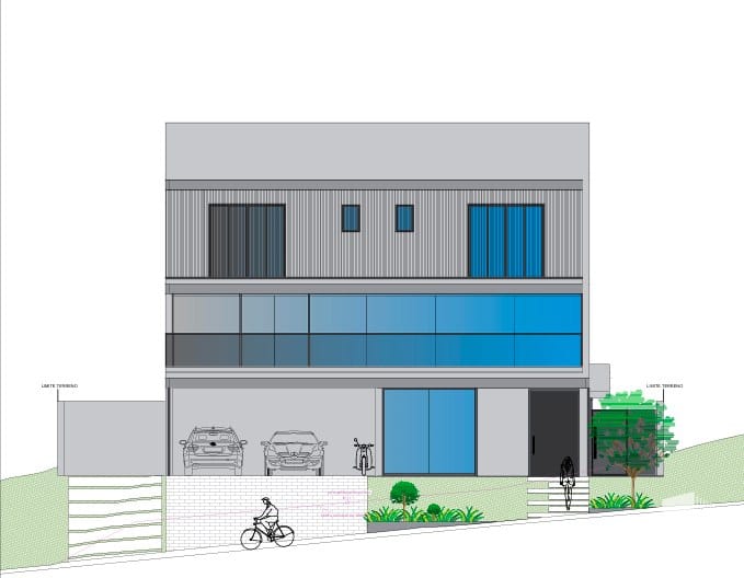 Fachada do projeto aprovado (perspectiva ilustrada)